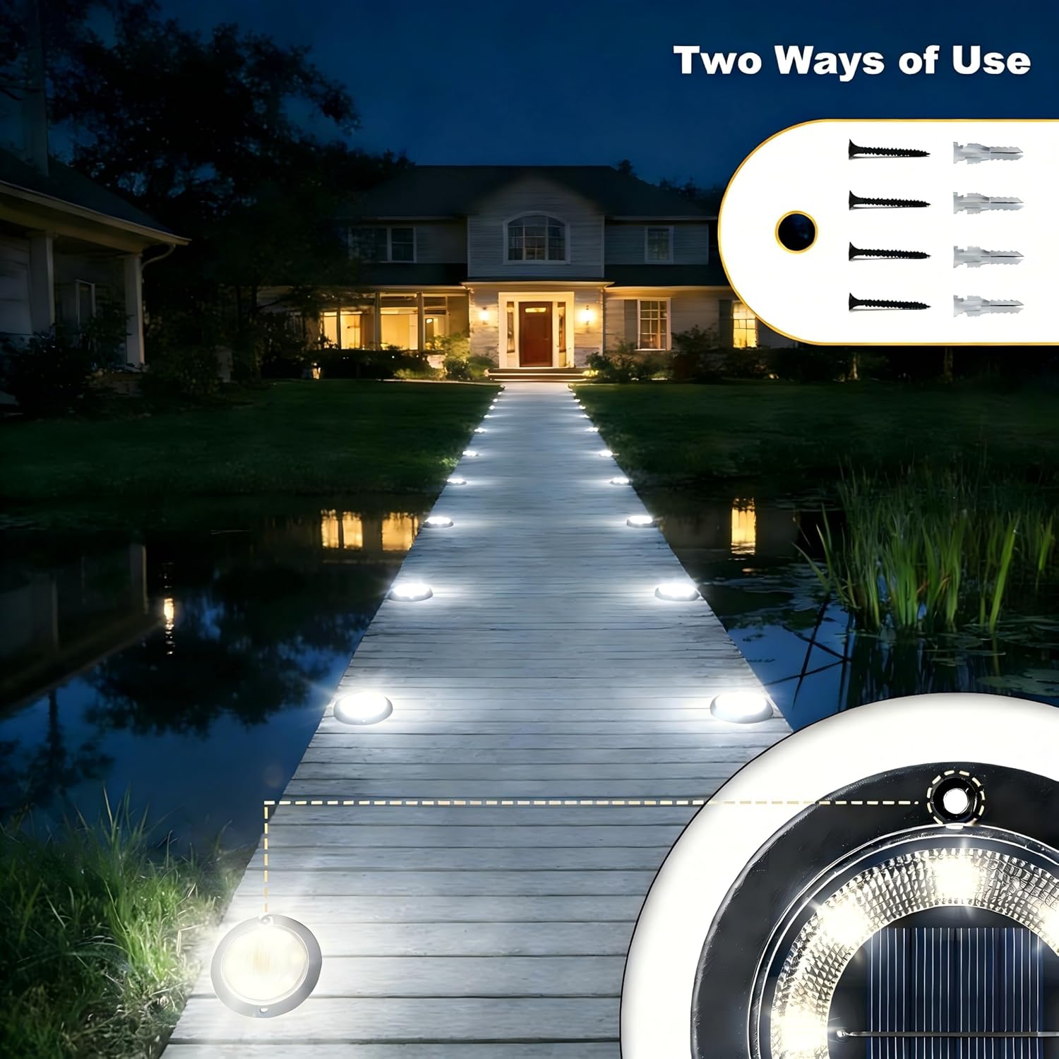 Flacchi Solar Bodenleuchten Aussen 8 LEDs Warmweiss 8 Stueck wasserdicht Garten