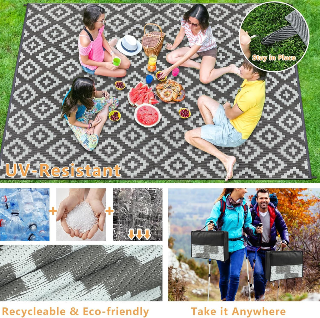 Homcomodar Outdoor Teppich 180x270 cm wetterfest reversibel UV-bestaendig