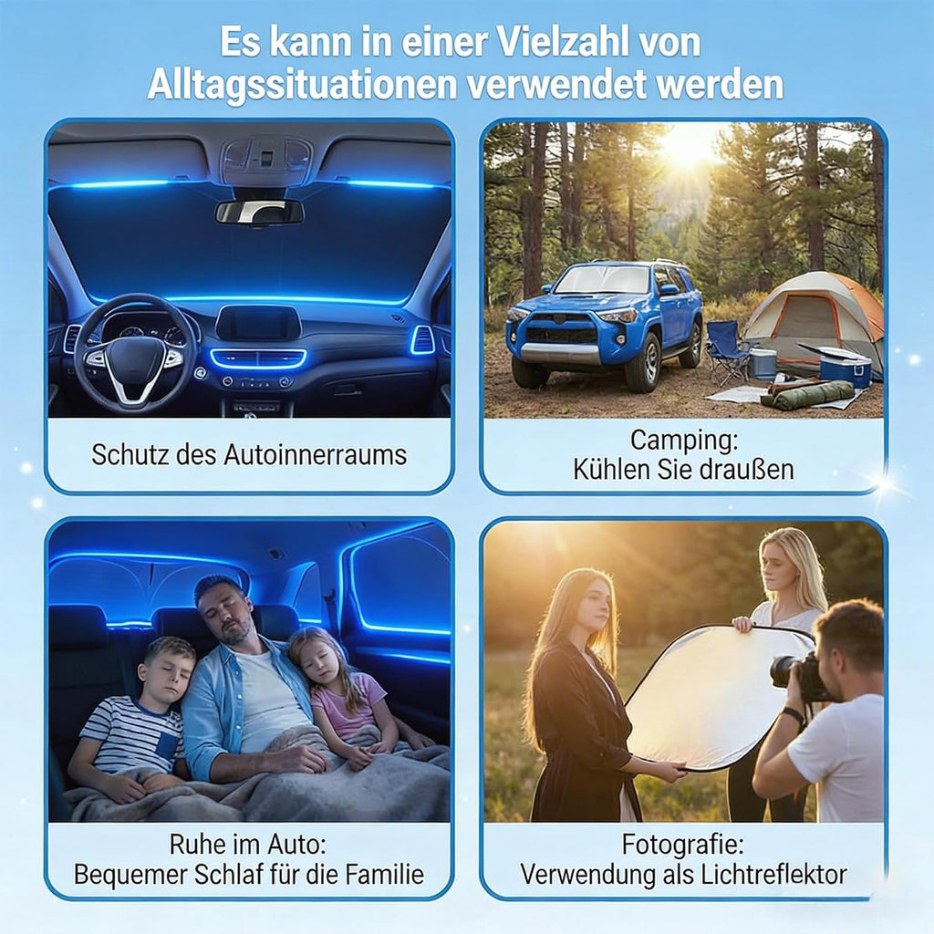 Sonnenschutz fuer Frontscheibe 163×82 cm Hitzeschutz Sonnenblende Windschutzschei