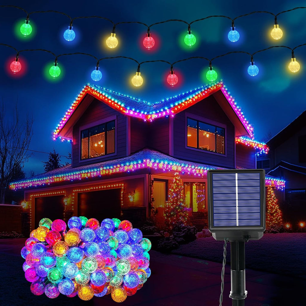 Solar Lichterkette 60 LED Warmweiss 3m+10,2m IP65 8 Modi fuer Garten Balkon