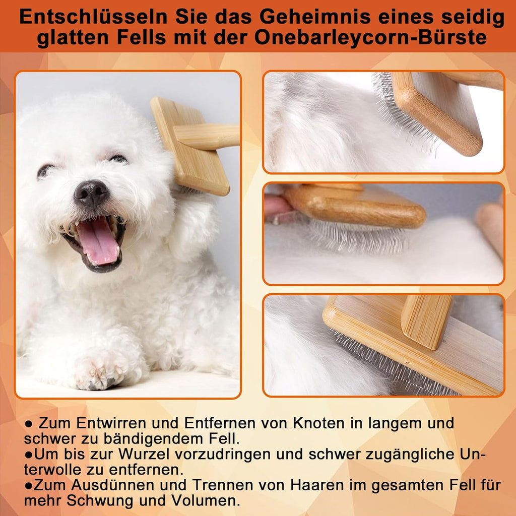 Hundebürste Katzenbürste Holz für Fellpflege Unterfell Langhaar Kurzhaar