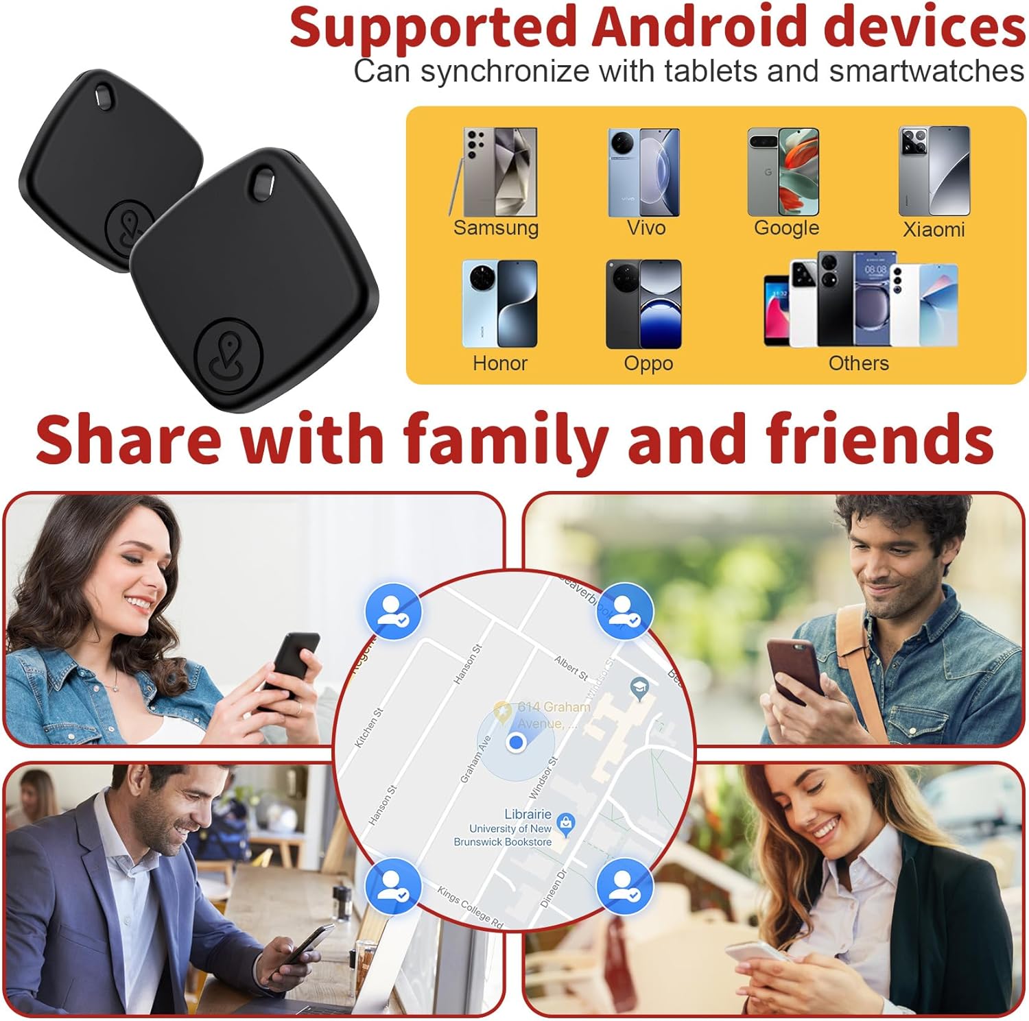 Air Tracker Schluesselfinder 4er Pack Schwarz Android Smart Tag Google Find Hub