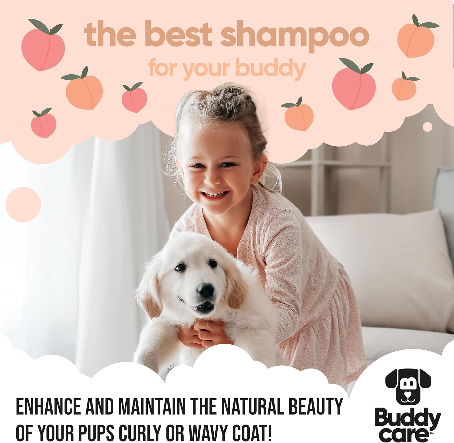 Buddycare Curly Coat entwirrendes Hundeshampoo 500 ml Pfirsichduft Aloe Vera