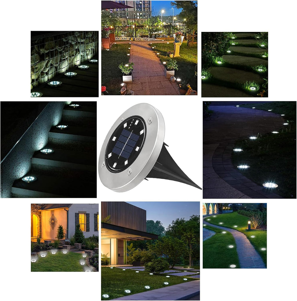 Joomer 12er Solar Bodenleuchten Aussen 8 LEDs 3000K Warmweiss IP65 Garten