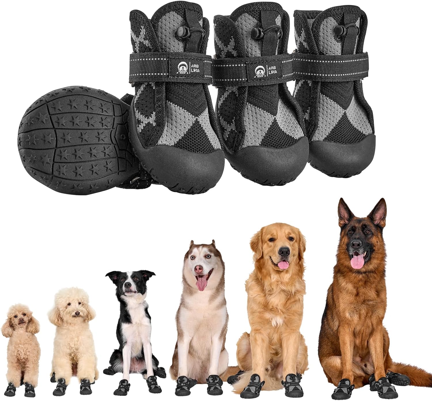 Arblina Hundeschuhe wasserdicht mit Klettverschluss Gr.5 Pfotenschutz