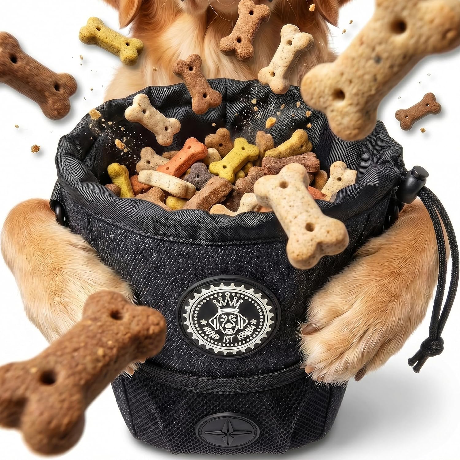 HUND IST KÖNIG Leckerlibeutel Hundetraining Futterbeutel mit Kotbeutelspender
