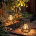 Ketom Solarlampe aussen 2er Set haengend/stehend Metall IP65 Diamant Schwarz