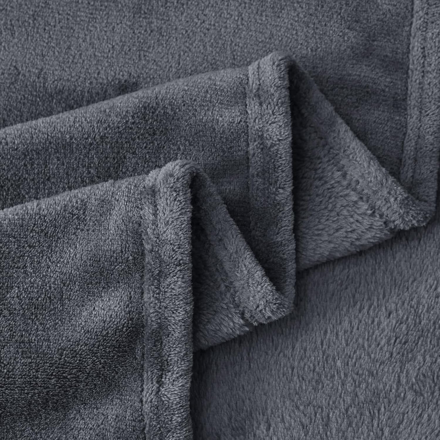 Aisbo Kuscheldecke 150×200 cm Flauschig Fleecedecke Grau 150cm-270cm