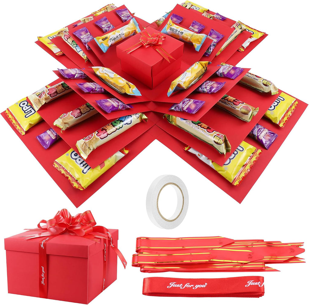 JIANTA Explosionsbox Geschenkbox 5-lagig zum Geburtstag Schwarz DIY Ueberraschung
