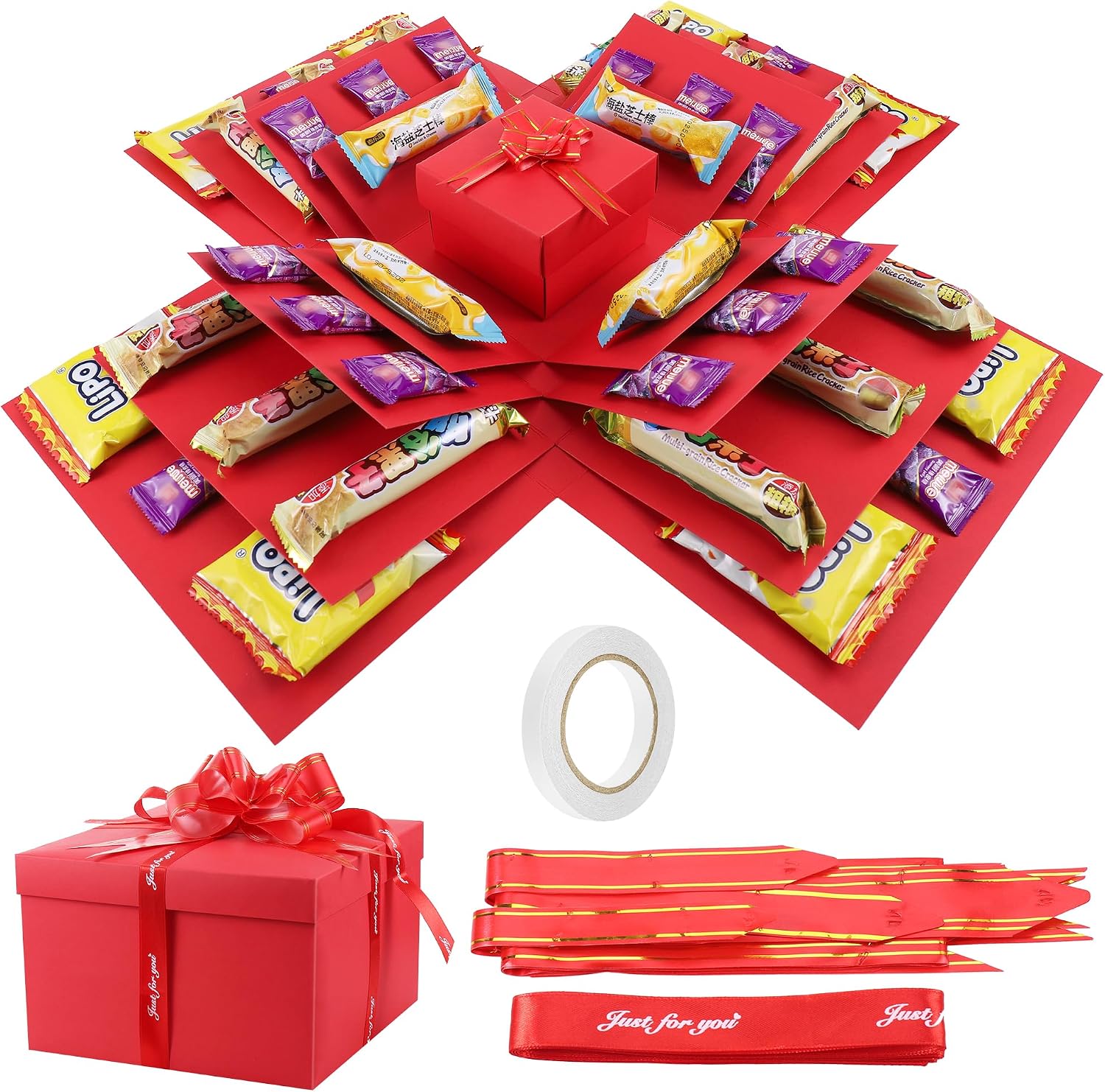 JIANTA Explosionsbox Geschenkbox 5-lagig zum Geburtstag Schwarz DIY Ueberraschung