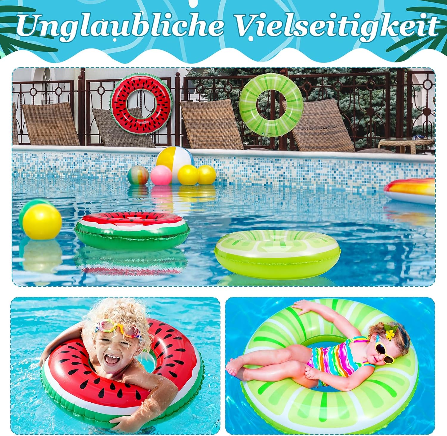2er Set Kinder Schwimmring 70 cm Aufblasbar Schwimmreifen Pool Strand Wasserspie