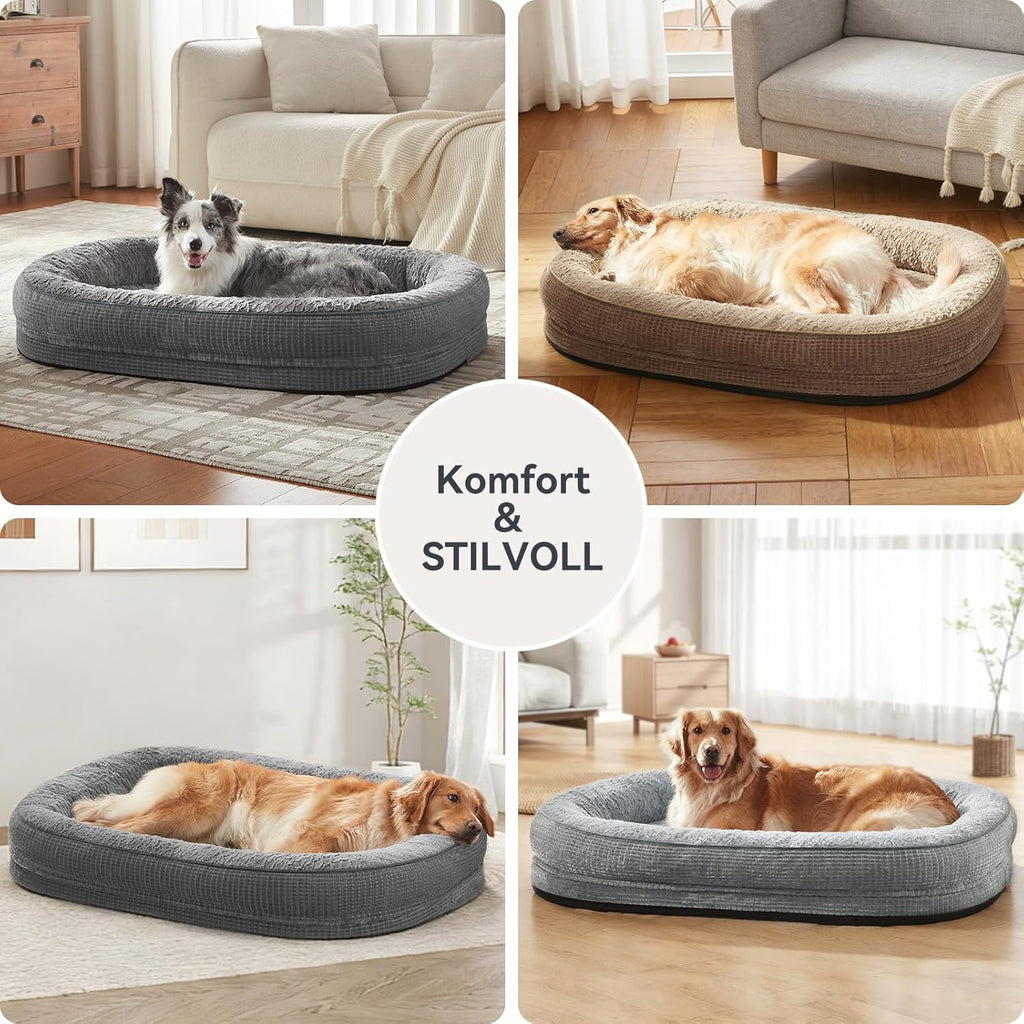 Orthopaedisches Hundebett mit Nackenrolle fuer mittelgrosse Hunde 15cm-19cm