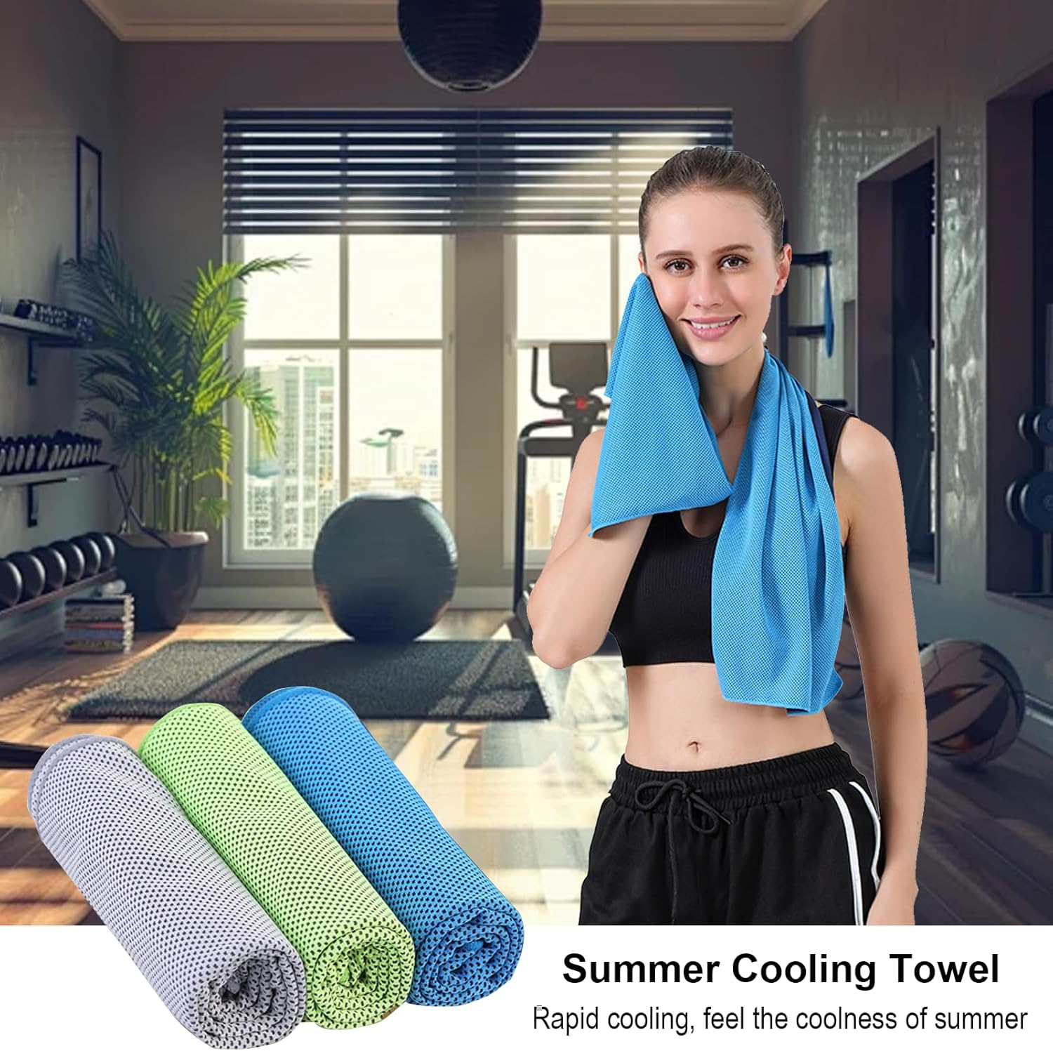 dogmoon Kuehlhandtuch 3er Set 30x90 cm mit Silikonhuelle Sport Fitness Outdoor