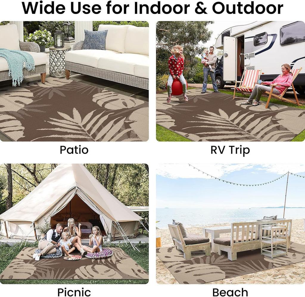Homaxy Outdoor Teppich 120x180 cm wendbar wetterfest UV-bestaendig 180cm-360cm