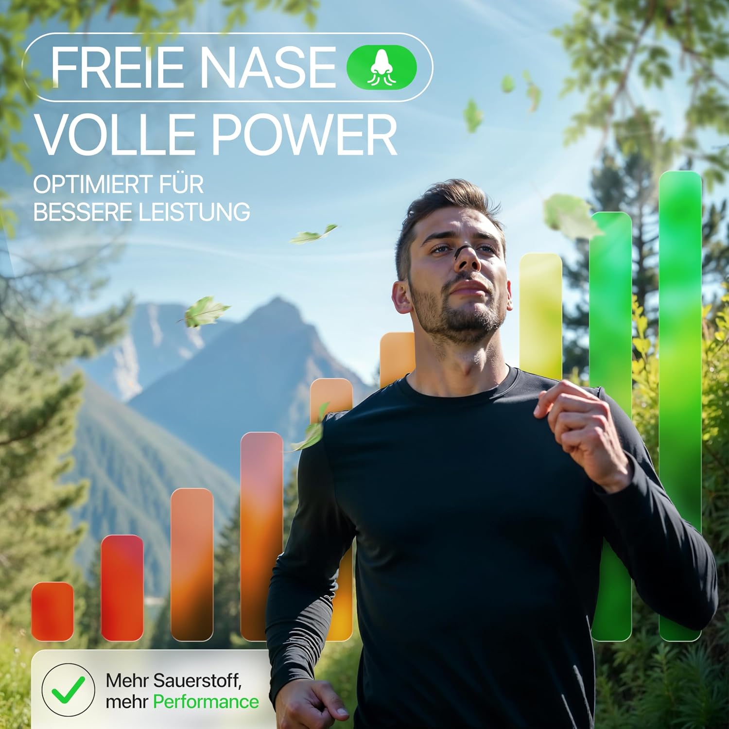 Ellicit Nasenpflaster schwarz 30 St. - Nasenstrips gegen Schnarchen Sport