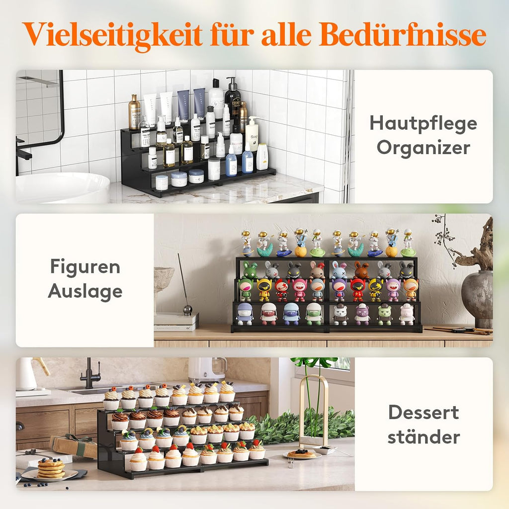 Lifewit Acryl Display 4 Ebenen Schwarz 30 cm - 2er-Set - 22,8cm-30,5cm