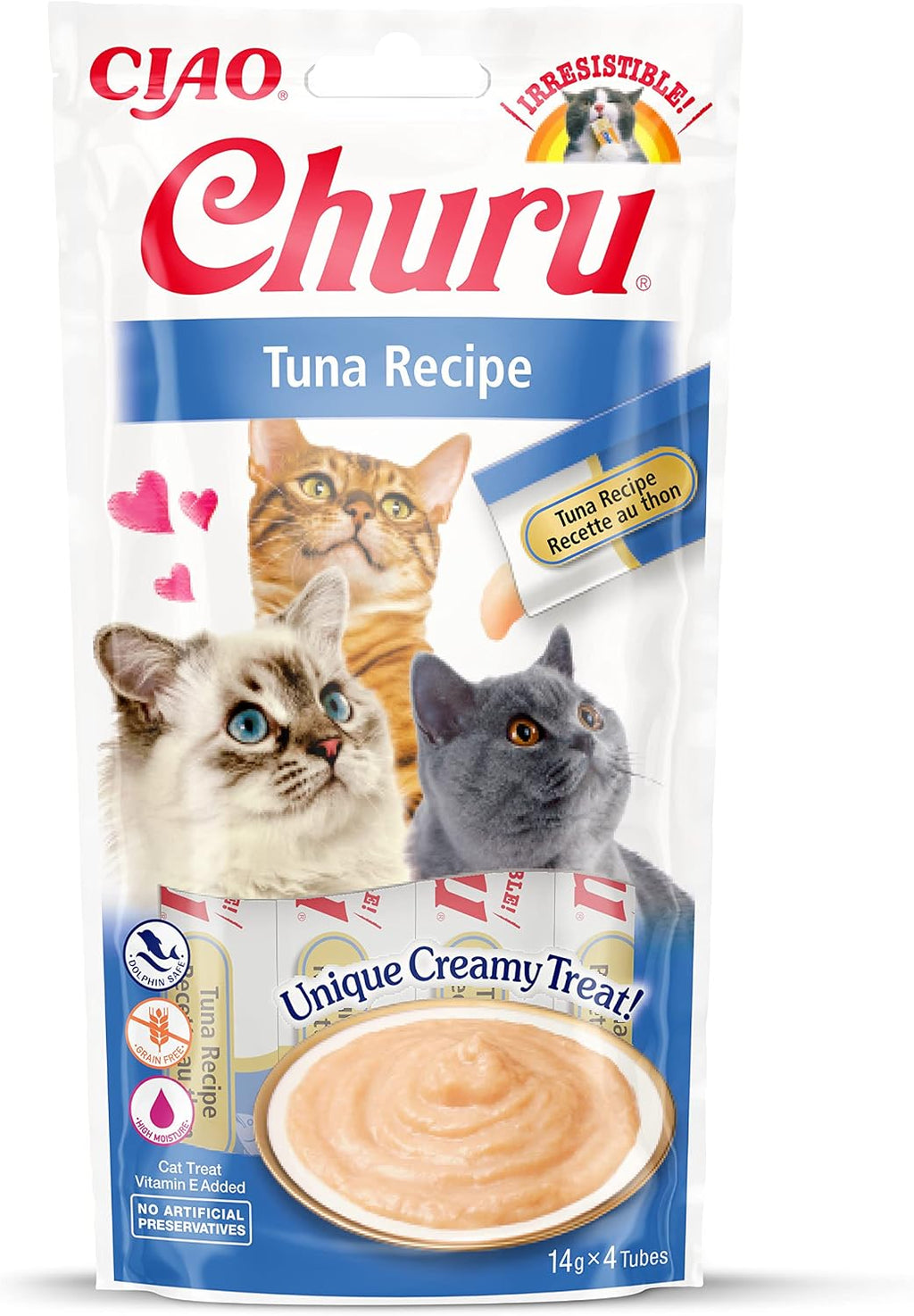 INABA Churu cremige Katzenleckerlies Thunfisch Tube, 30% Fisch, getreidefrei