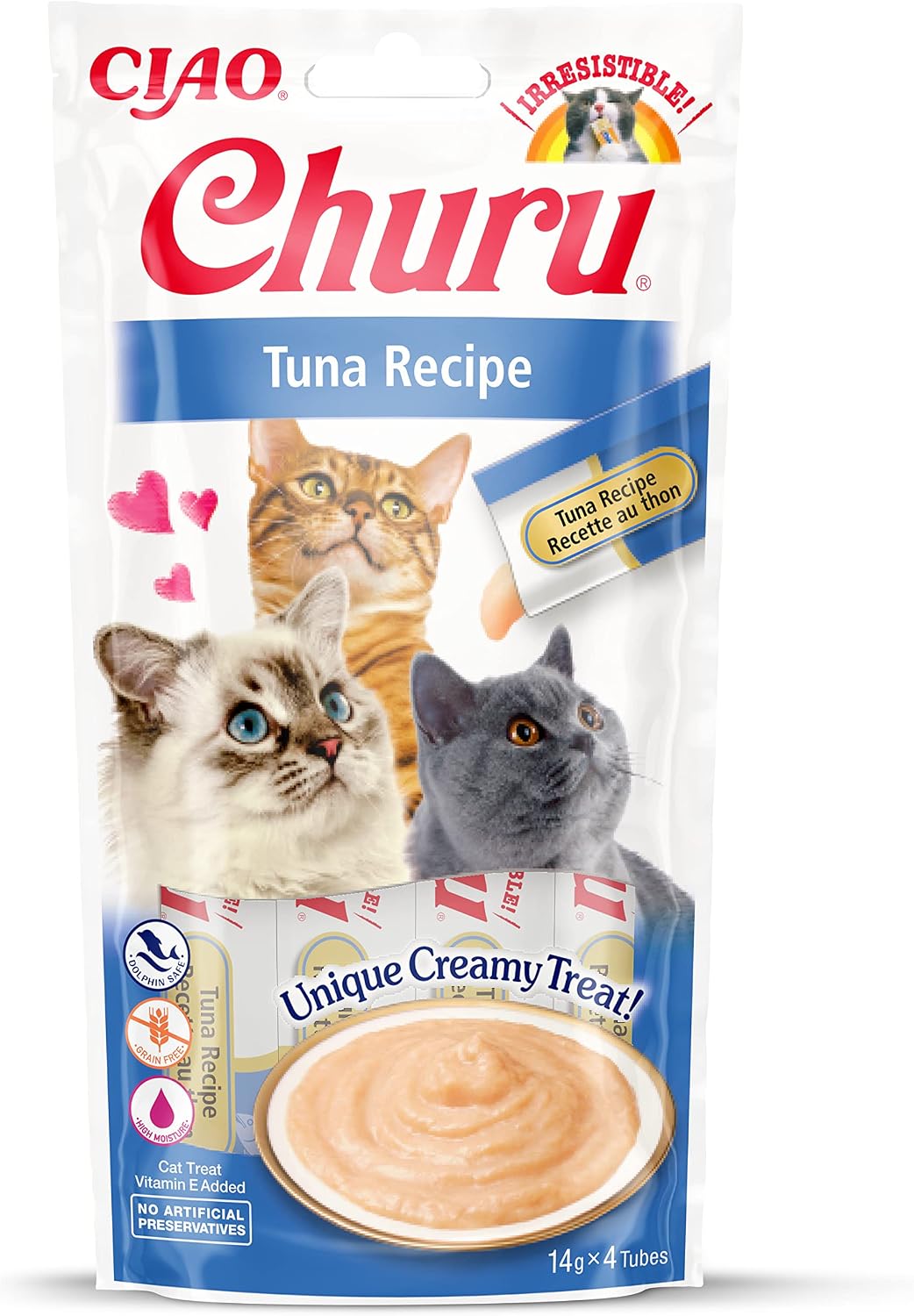 INABA Churu cremige Katzenleckerlies Thunfisch Tube, 30% Fisch, getreidefrei