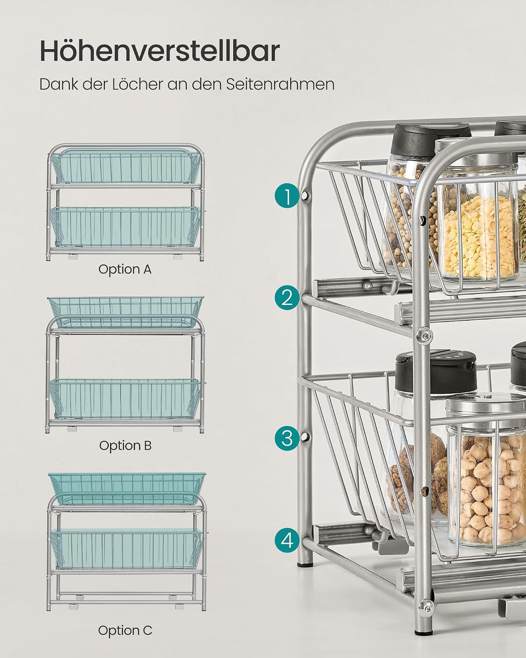 Kuechen Organizer Metallkorb 2 Ebenen stapelbar Schrankregal Ablage