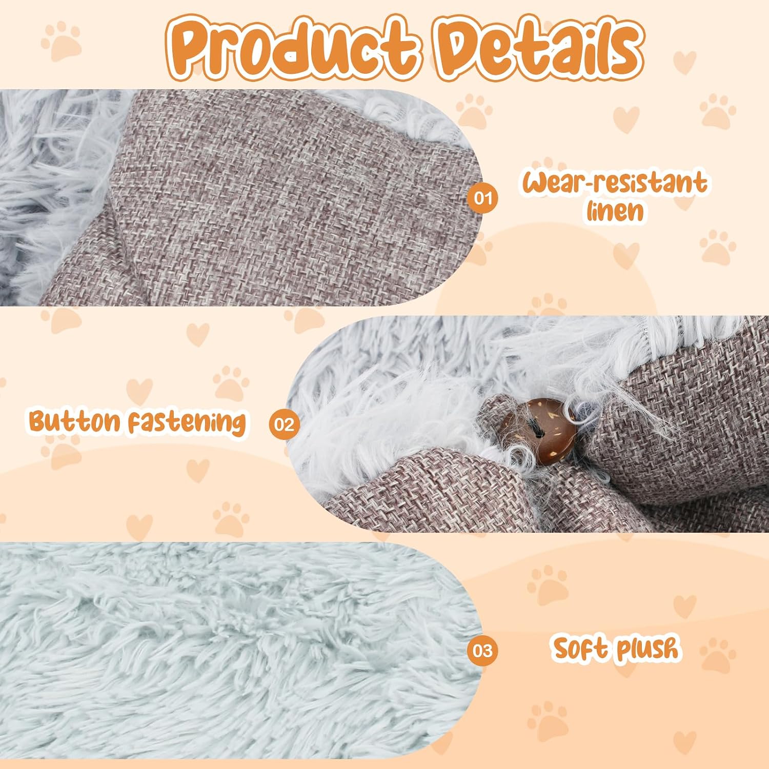 Katzenbett 2in1 Plüsch Kissen und Korb 61x51 cm Grau