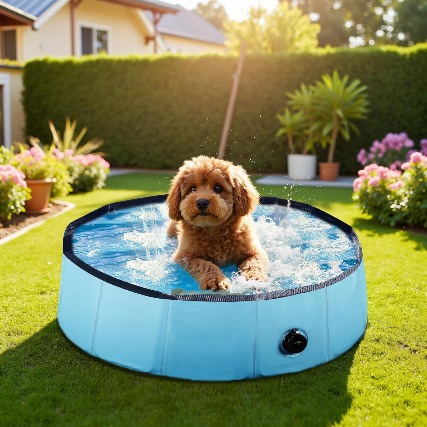 Fudajo Hundepool faltbar 80x20 cm PVC rutschfest mit verstaerkten Kanten 20cm-30c