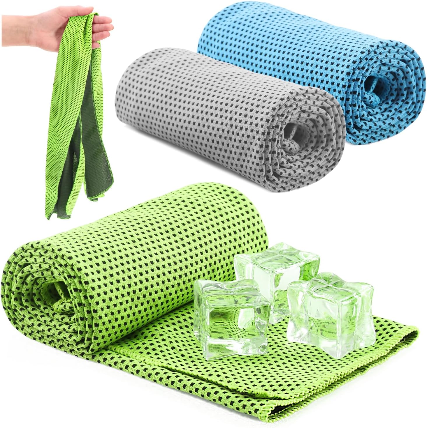 com-four® 3X Kuehlhandtuch - Cooling Towel Kuehltuch - kuehlendes Tuch bei Hitze, M