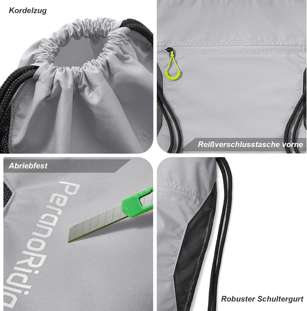 Sportbeutel Turnbeutel 36x45x7 cm Unisex Rucksackbeutel Schwarz/Grau/Gruen