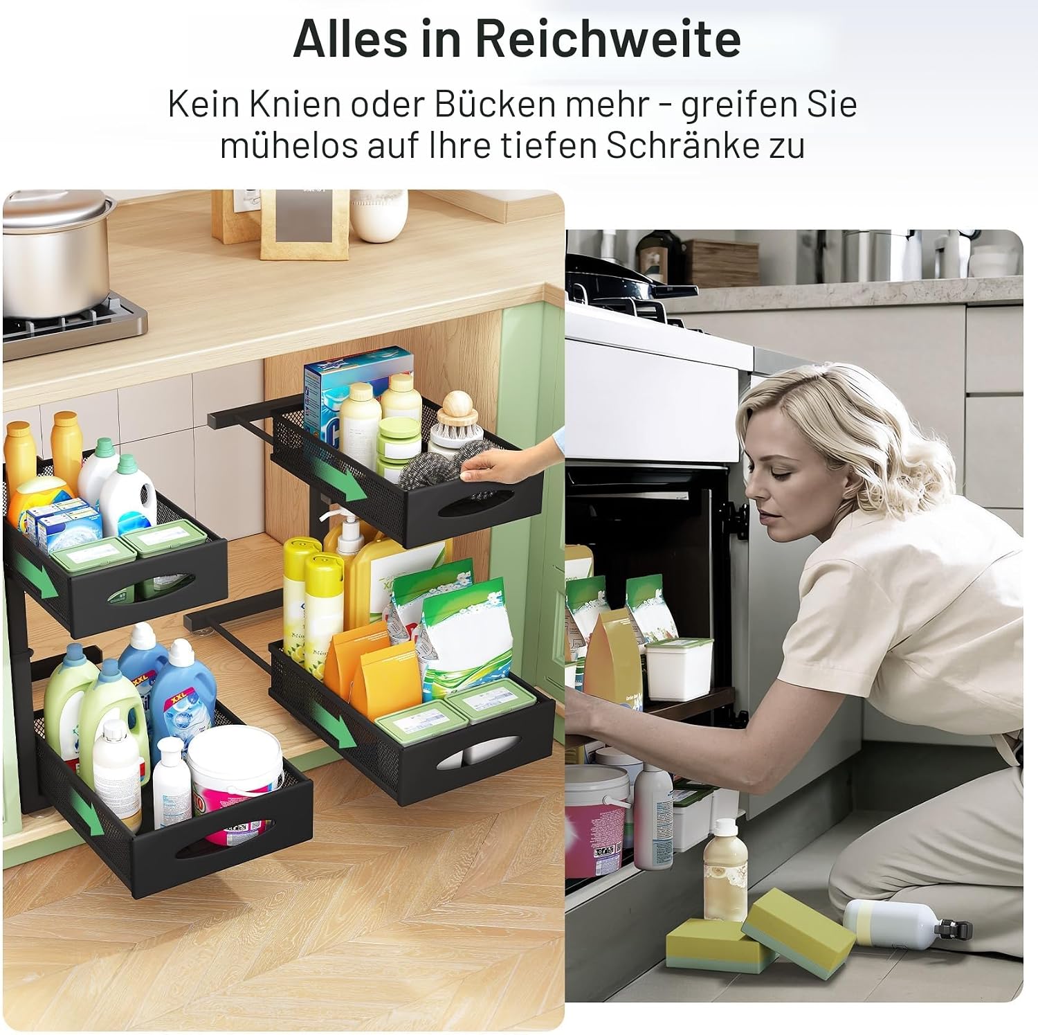Unterspuele Organizer 2 Ebenen Metall Schrankorganizer fuer Kueche Bad