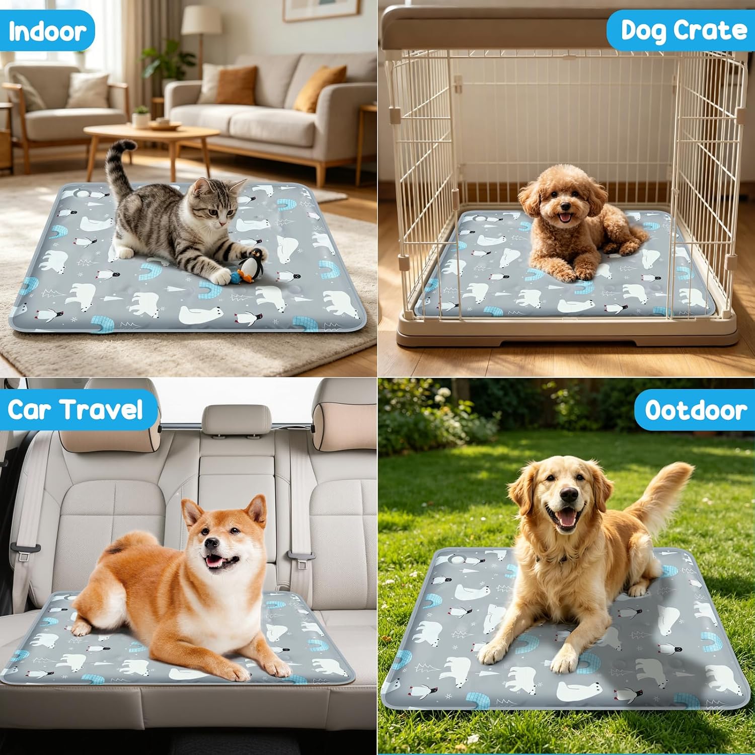 Selbstkuehlende Hundematte mit ungiftigem Gel fuer Hunde und Katzen