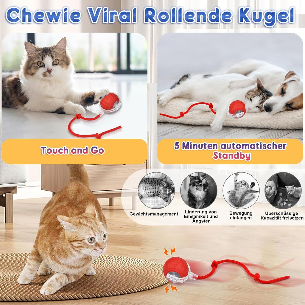 Elektrischer Katzenball LED mit Sound interaktives Katzenspielzeug