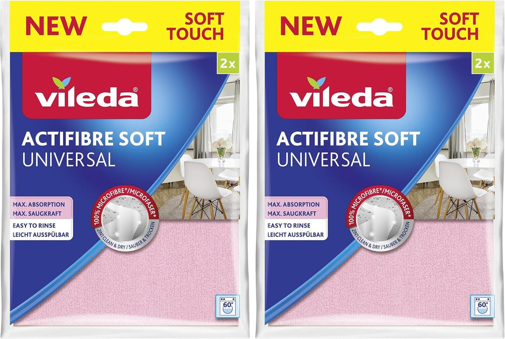 Vileda Actifibre Soft Mikrofasertuch 32cm Reinigung 2er Set