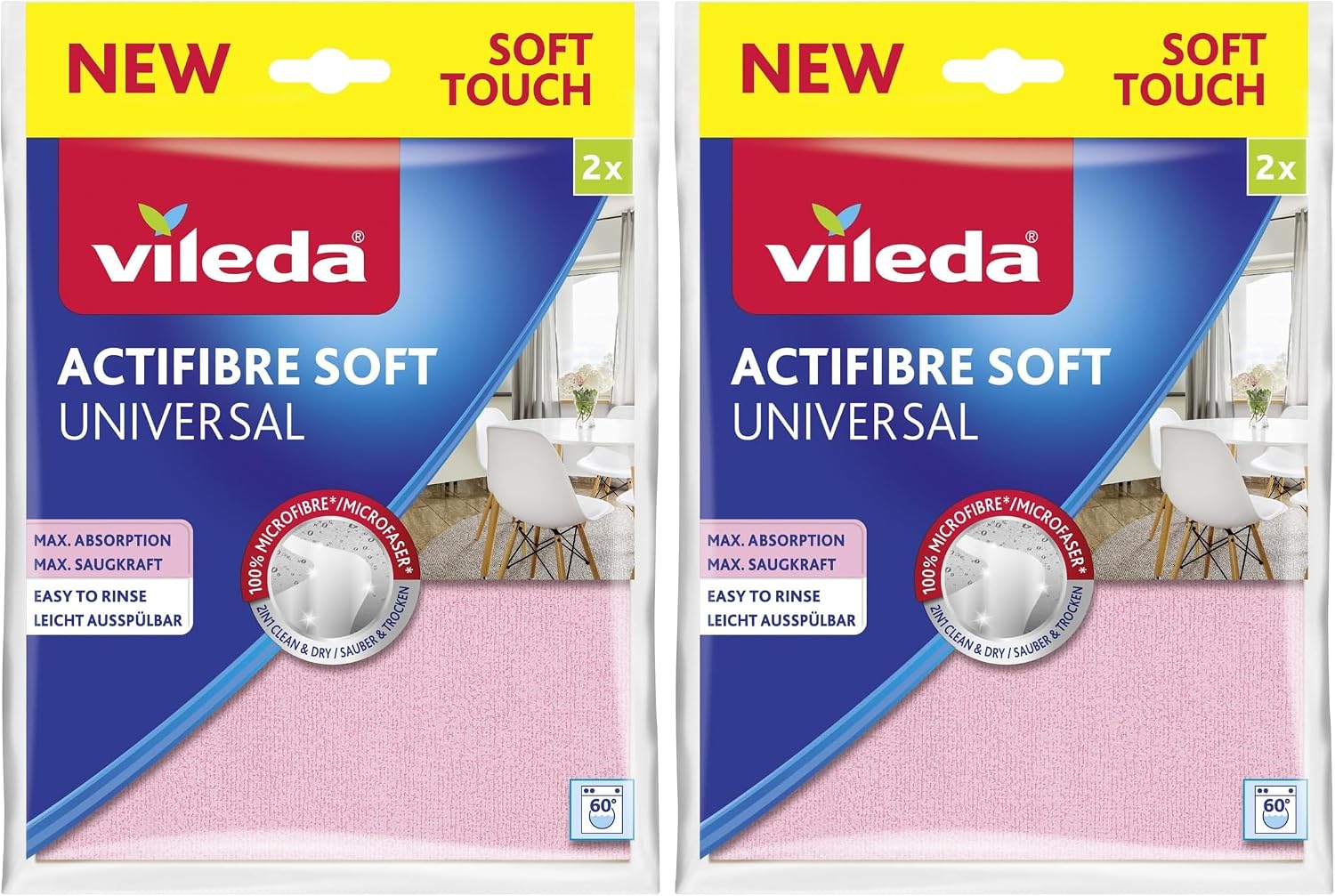 Vileda Actifibre Soft Mikrofasertuch 32cm Reinigung 2er Set