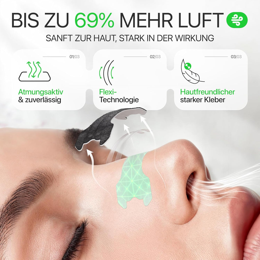 Ellicit Nasenpflaster schwarz 30 St. - Nasenstrips gegen Schnarchen Sport