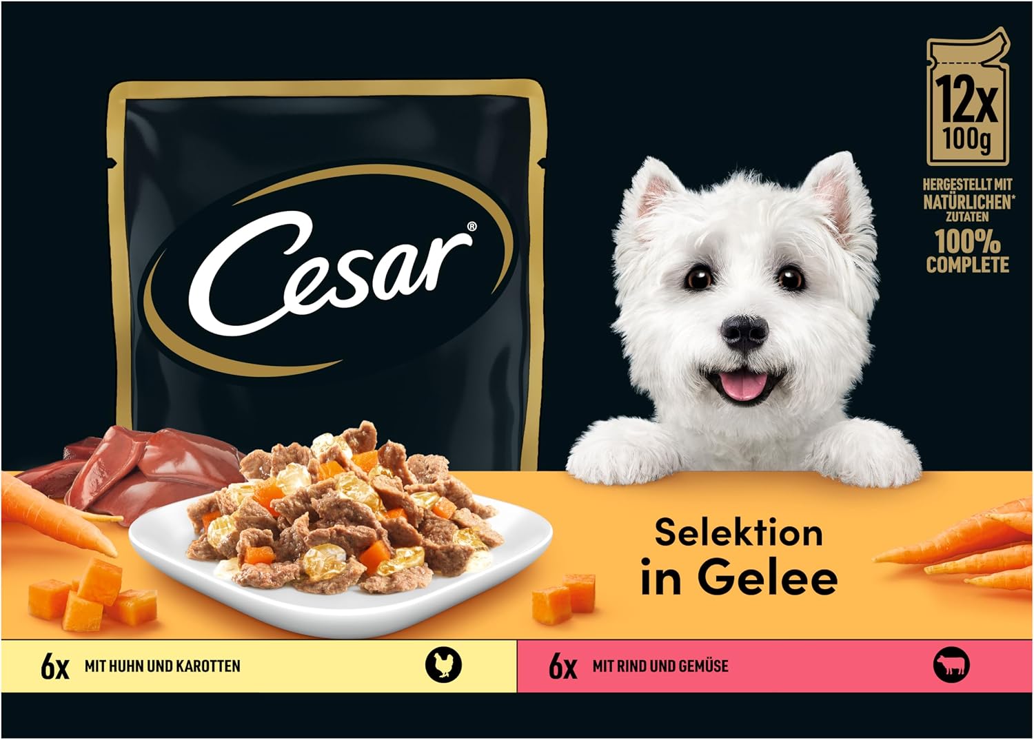 Cesar Hunde Nassfutter 40 x 100 g Selektion in Sauce - verschiedene Sorten