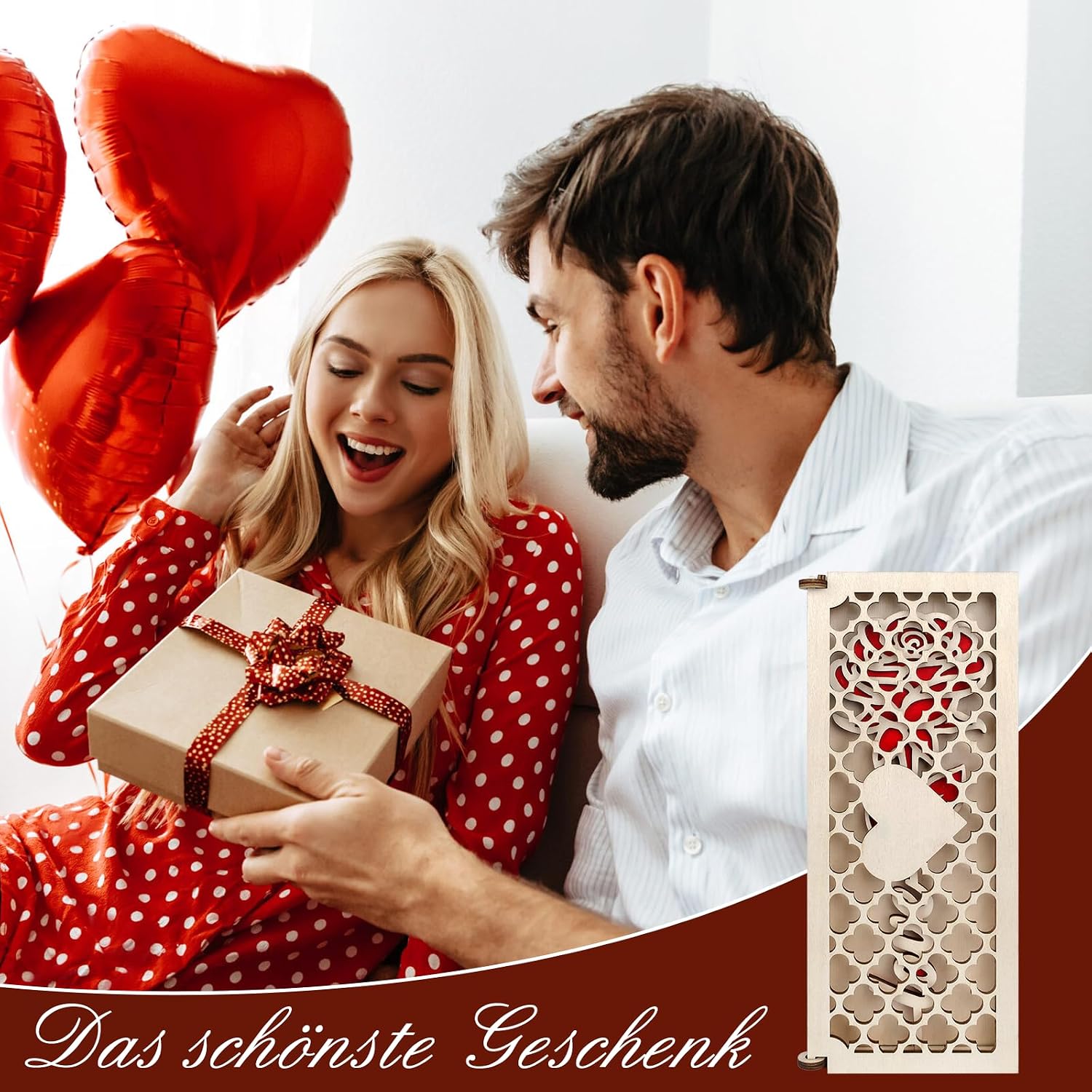 Love Holzrose rot Geschenk fuer Frauen Valentinstag Geburtstag