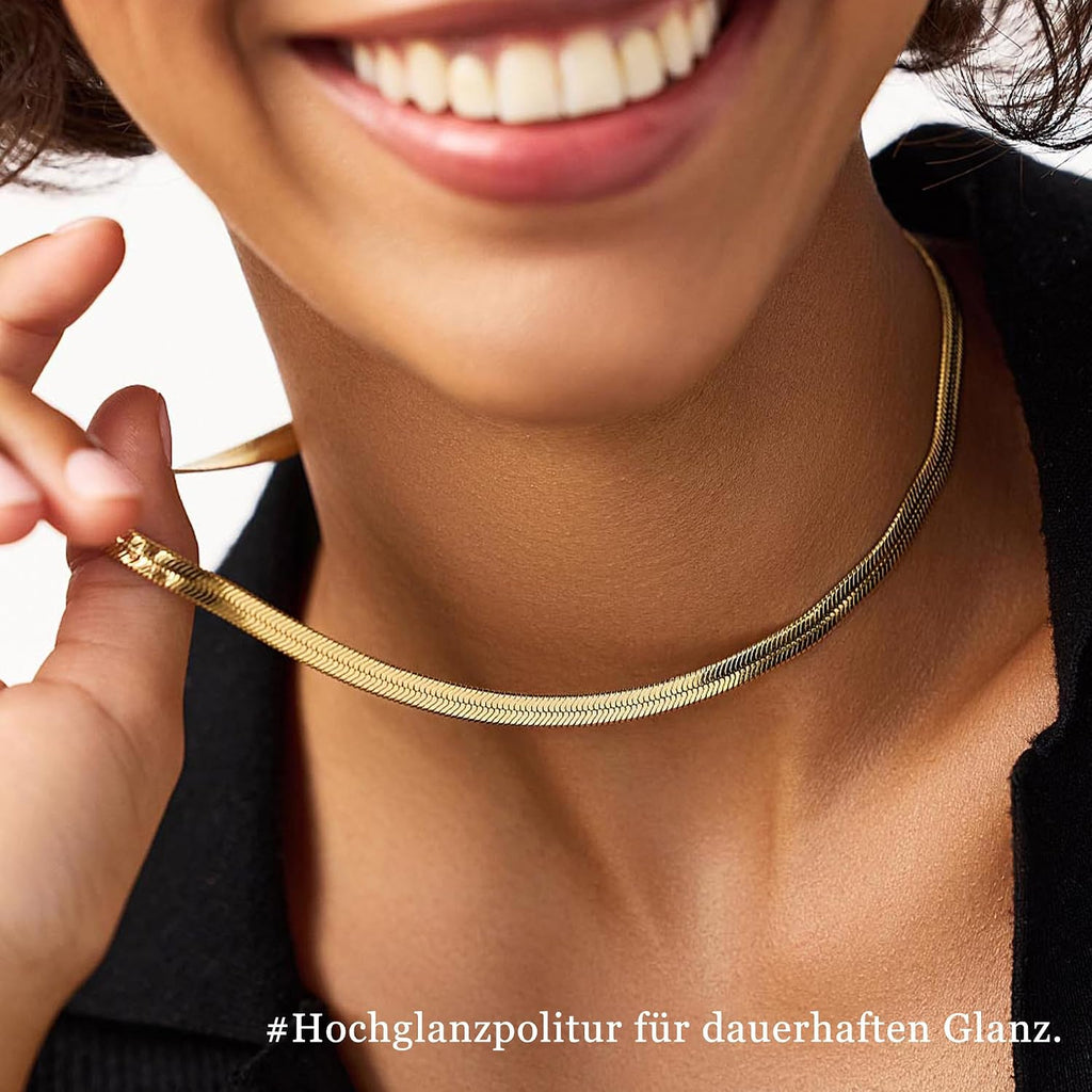 Layered Halsketten Set Damen 3 Stueck Silber 925 Gold beschichtet verstellbar