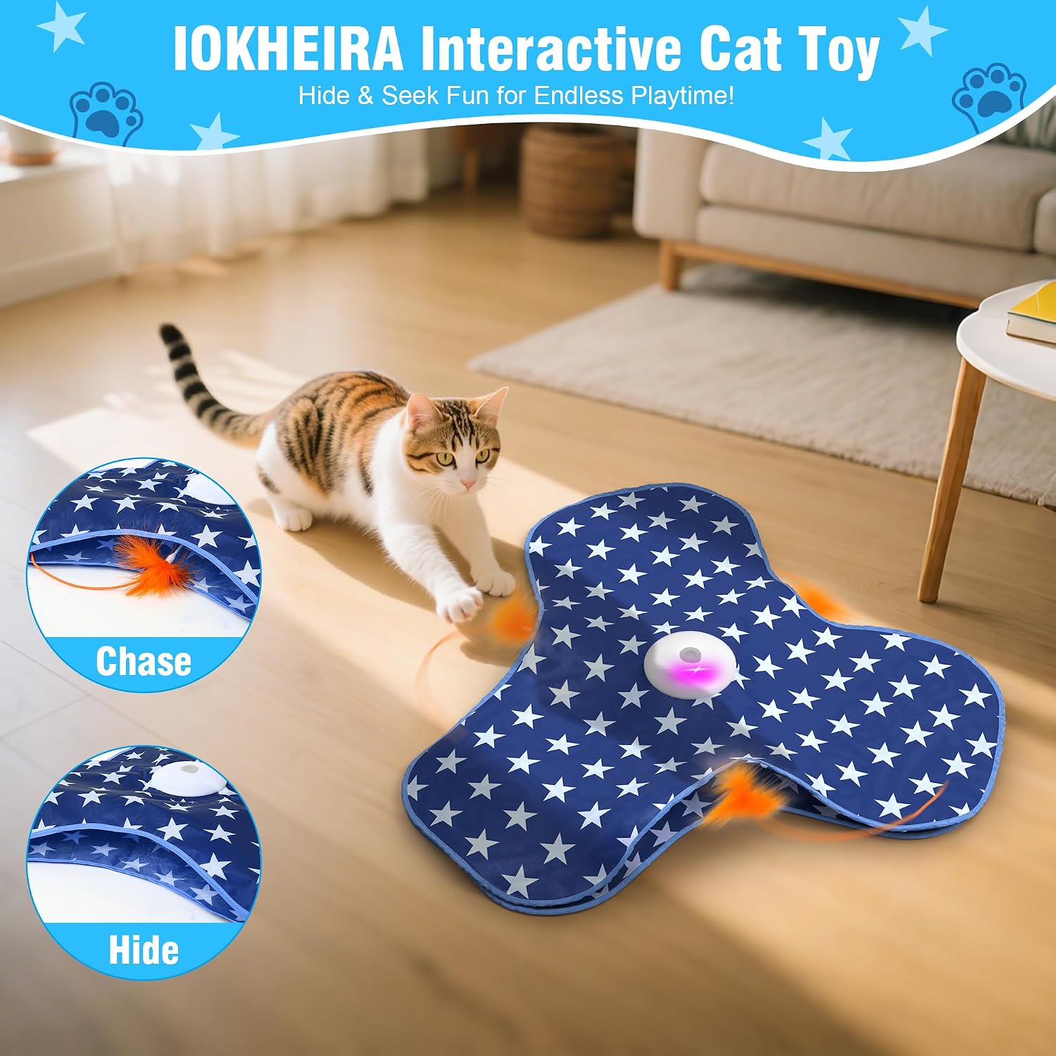 Interaktives Katzenspielzeug Maus mit Feder und Geräusch für Katzen