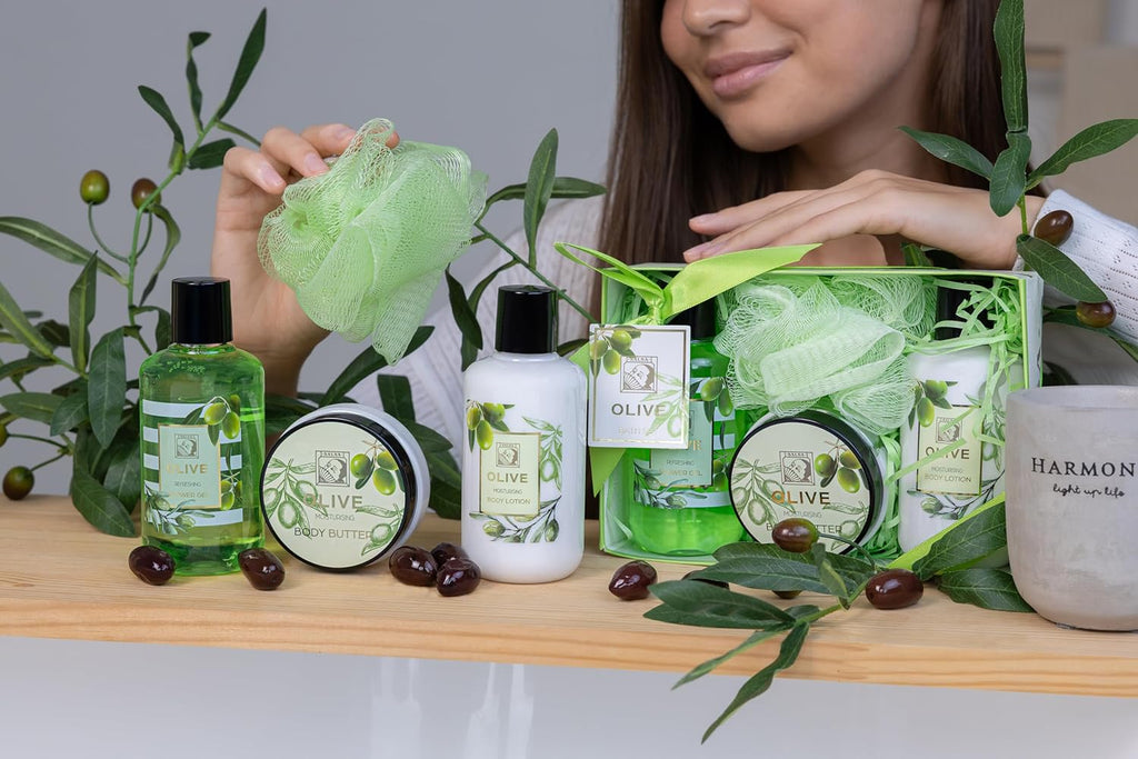 Accentra Duschset Olive 4-teilig Damen Geschenkbox Wellnesspflege