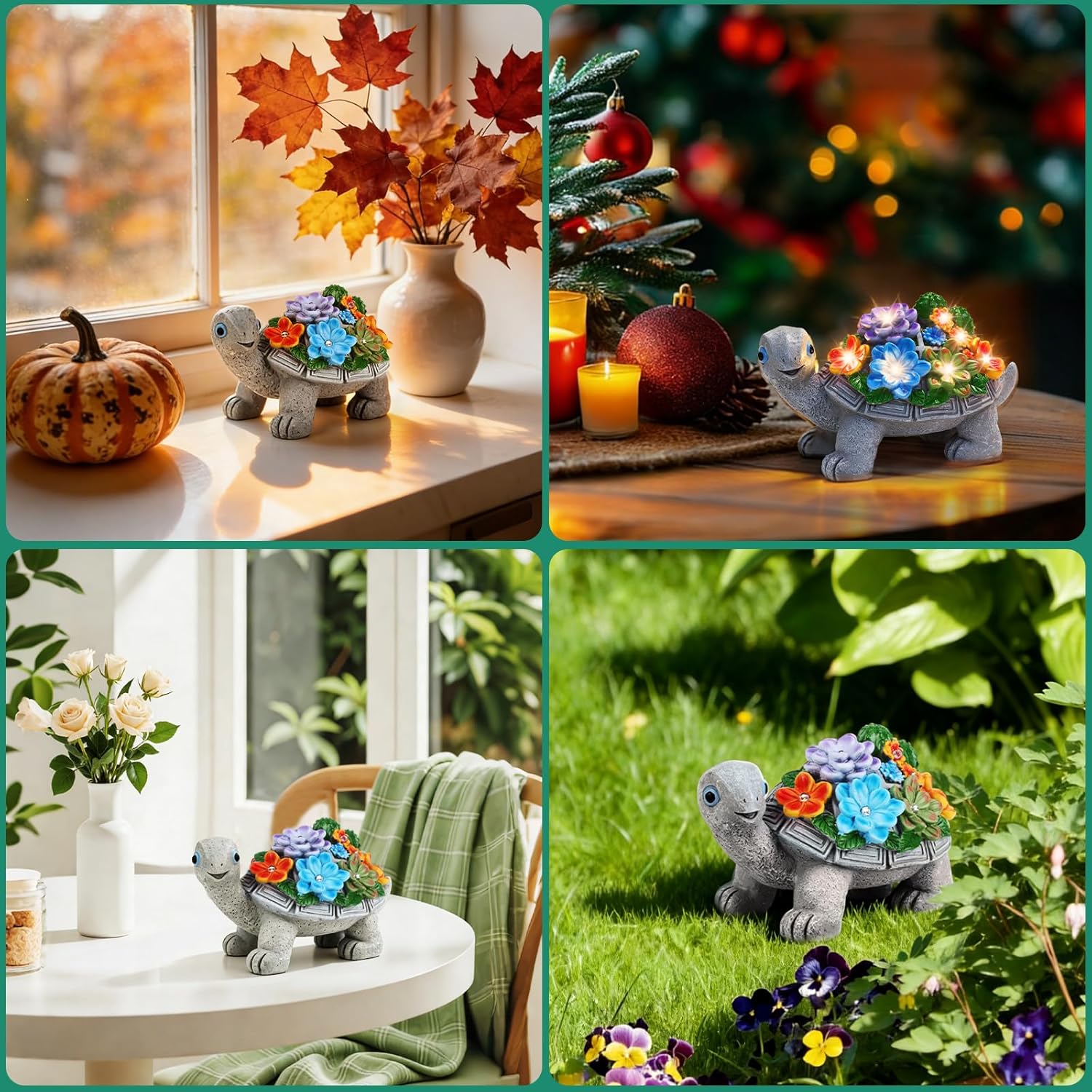 Linkax Solar Gartendekoration Schildkroete mit 7 LED Licht fuer Balkon Garten