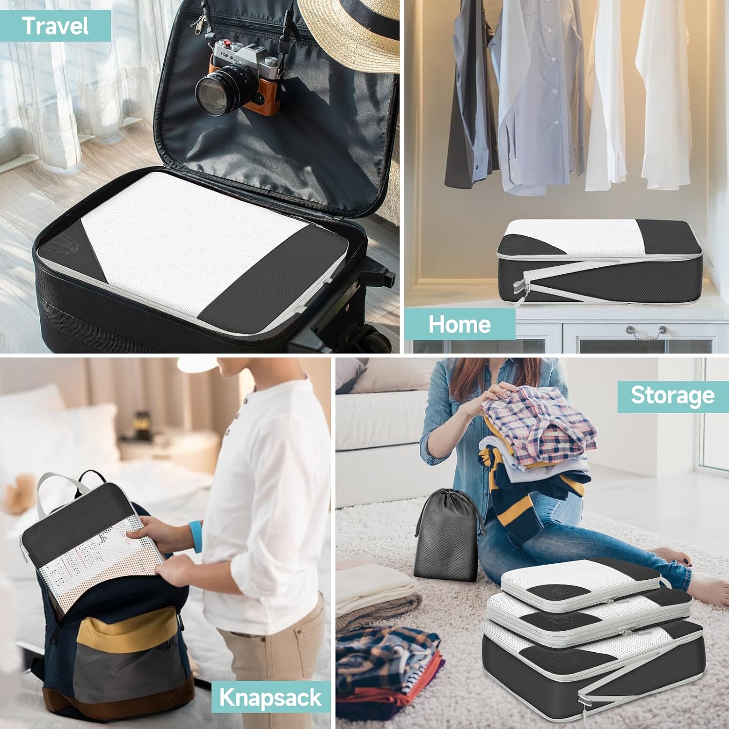 10er Pack Kompressions Packing Cubes Koffer Organizer Reise-Set