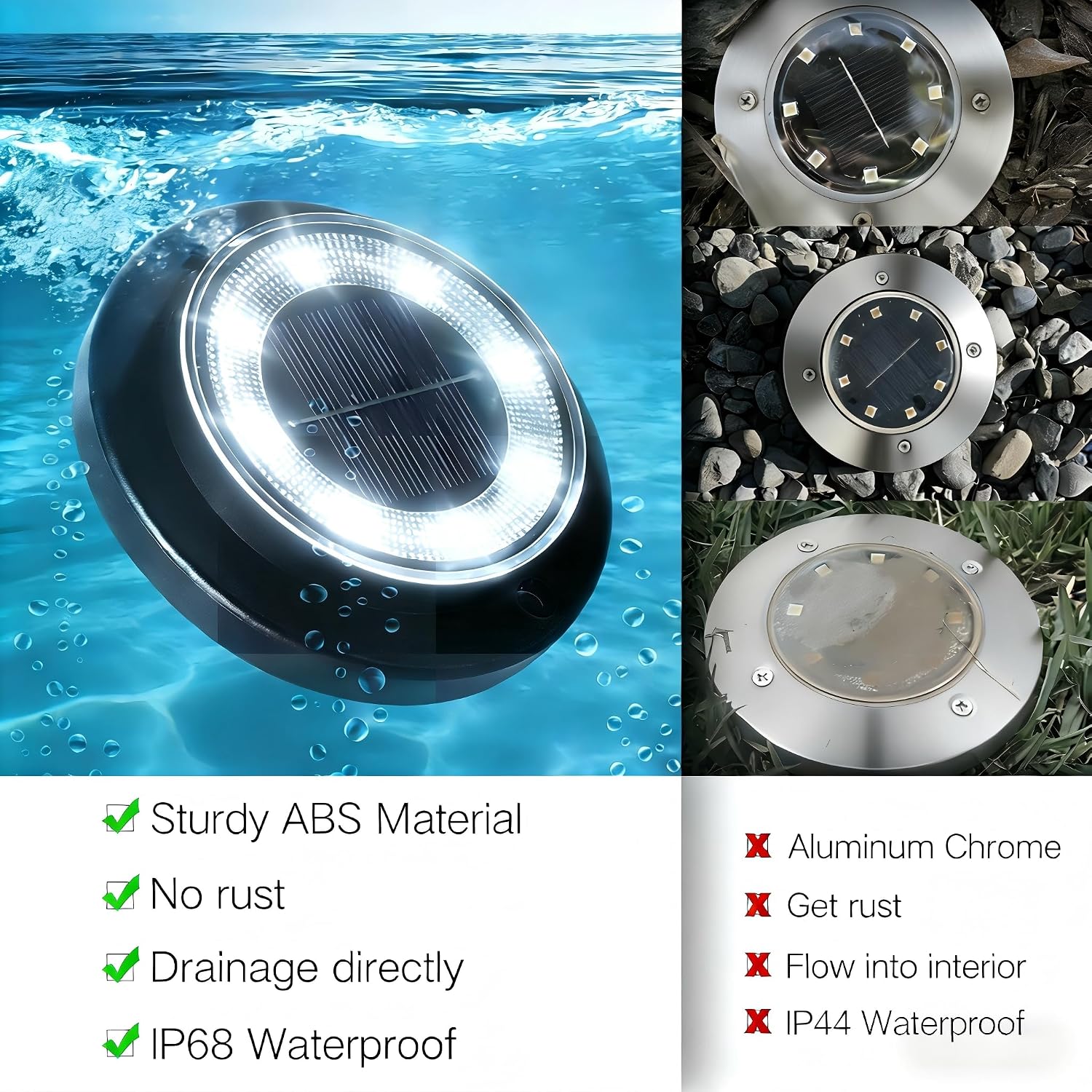 Flacchi Solar Bodenleuchten Aussen 8 LEDs Warmweiss 8 Stueck wasserdicht Garten