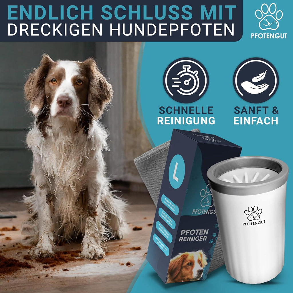 Pfotenreiniger Hunde Groesse S-L mit saugstarkem Mikrofaser-Handtuch S-L