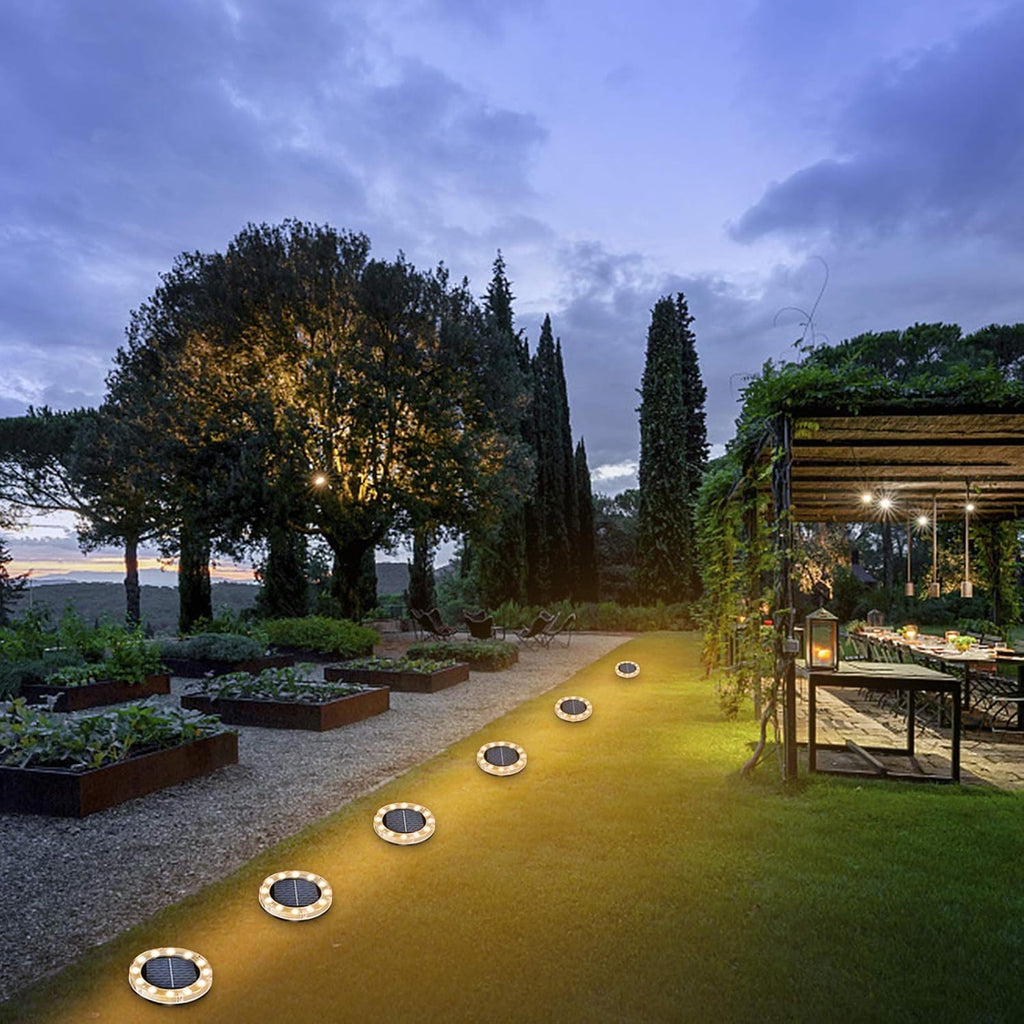 Solar Bodenleuchte 12 LED warmweiss IP65 4er Set Garten Weg Einfahrt