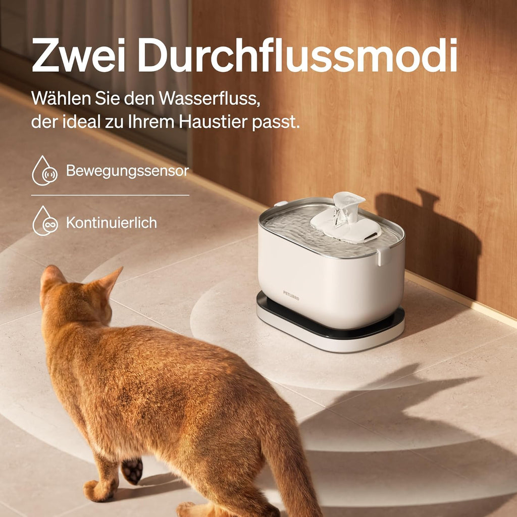 PETLIBRO Kabelloser Katzenbrunnen mit Akku 5000mAh, bewegungsmelder, leise 23dB