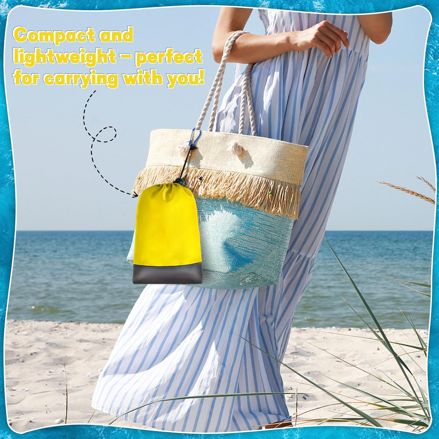 Stranddecke sandfrei 210x200 cm XXL blau - sandfeste Strandmatte fuer Strand Camp