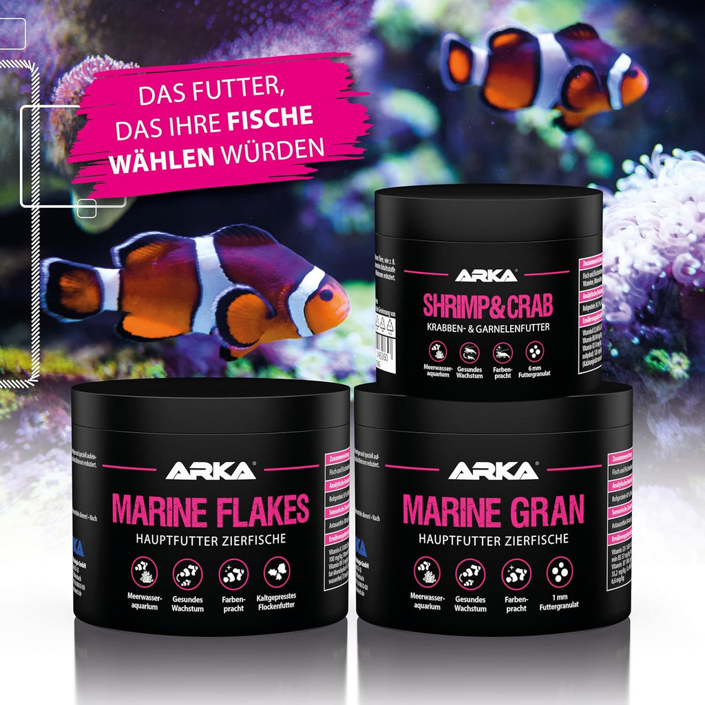 ARKA Marine Flakes Flockenfutter Meerwasserfische 50 g fuer Farben & Wachs