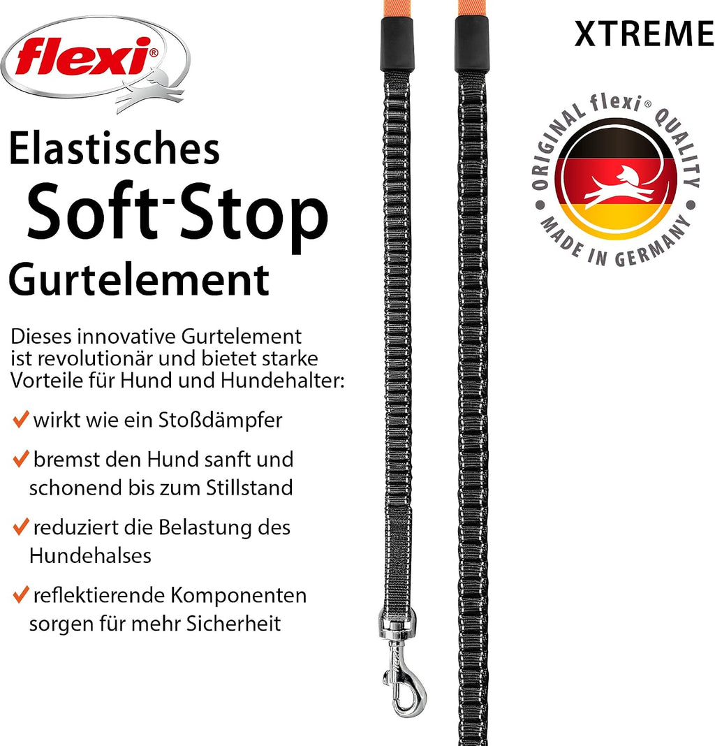 flexi Xtreme L Gurt-Rollleine 8 m fuer Hunde bis schwarz/orange 3m-8m