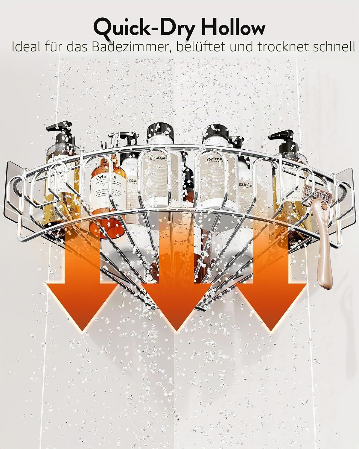 Orimade Duschablage Ecke Edelstahl ohne Bohren 2 Stueck Wandablage