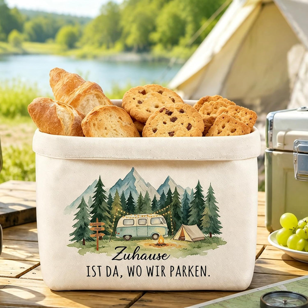 Camper Brotkorb Stoff 37×25×15 cm Camping Wohnwagen Deko