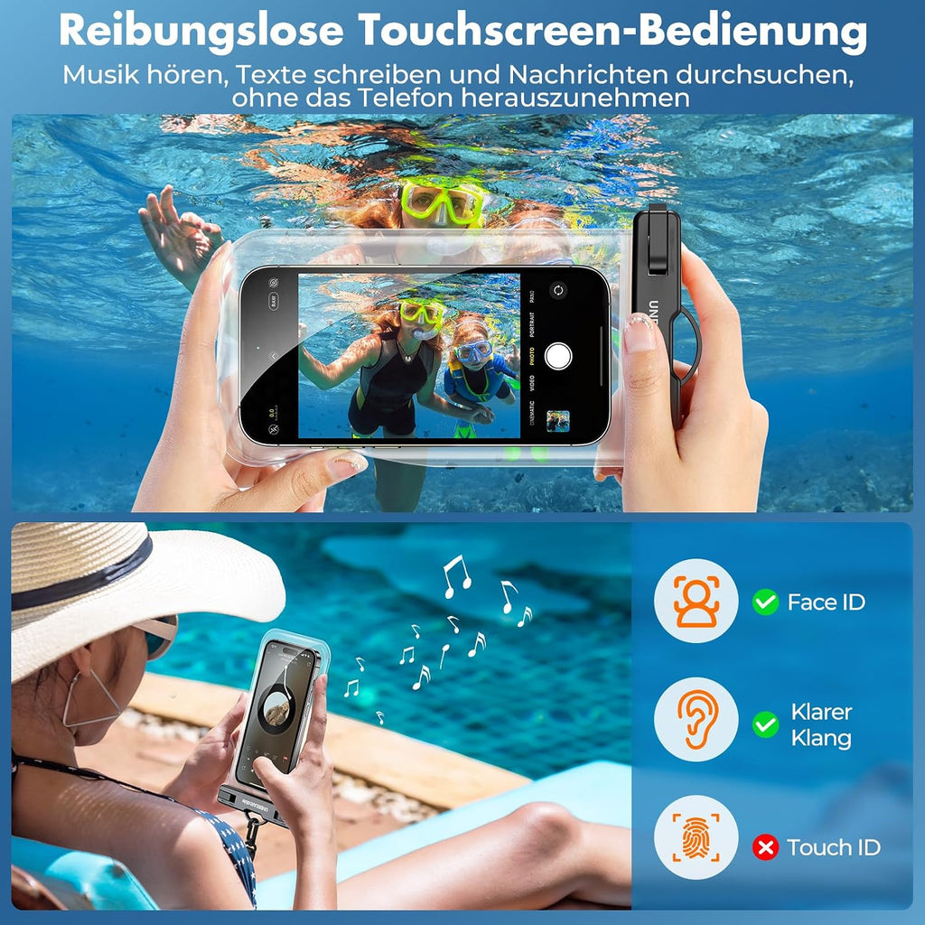 UNBREAKcable wasserdichte Handytasche 2er Set 7,0" IPX8 Universal Kristallklar